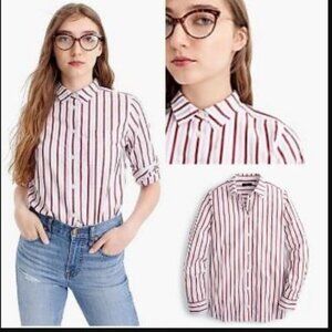 J. Crew Classic Fit Striped Shirt Blouse Long Sleeve Collared Size 4 Multicolor